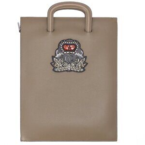 Christian Louboutin Trick Track Large Handbag 1175038 Khaki Leather